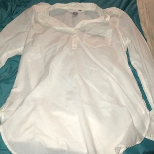 White Tunic Top w/Buttoned Sleeves